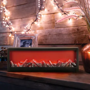 Светодиодный камин Хайтек с эффектом живого огня 60х10х20 см, батарейки 3хС (не в комплекте) или от USB (в комплекте) | 511-001 | NEON-NIGHT