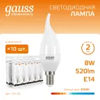 Лампа светодиодная LED 8Вт E14 220В 2700К Elementary свеча на ветру | 34118 | Gauss