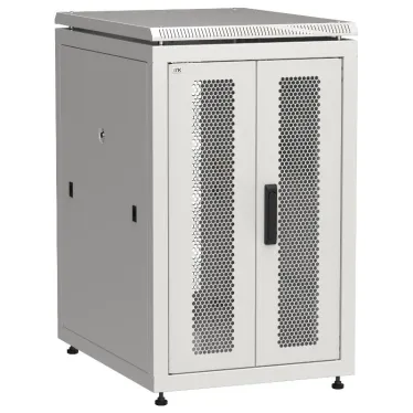 Шкаф напольный сетевой 19' LINEA N 18U 600х800мм передняя распашная перфорированная дверь задняя перфорированная серый