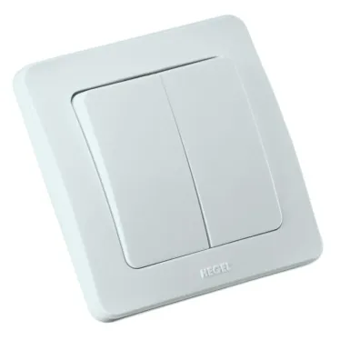 Выключатель двухклавишный скрытый белый 10А