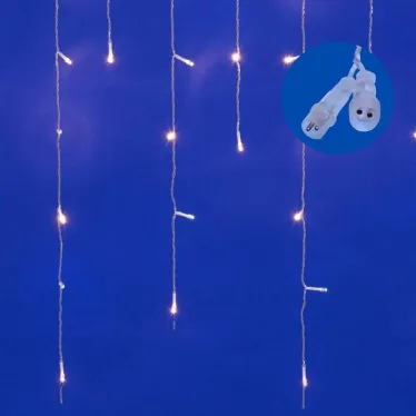 Бахрома светодиодная с эффектом мерцания 3м Соединяемая 200 светодиодов Теплый белый и Провод прозрачный