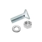 Винт DIN965 М6х16 потайная головка оцинкованный + гайка + шайба (10 шт)