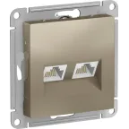 Розетка ATLASDESIGN двойная компьютерная RJ45+RJ45 категория 5E механизм шампань