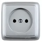 Розетка наружная со шторками с изоляционной пластиной серебро