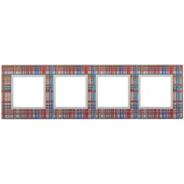 Рамка на 4 поста, стекло, Эра Elegance, прозрачный+бел, 14-5104-00