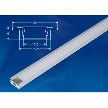 Врезной алюминиевый профиль UFE-K01 SILVER/FROZEN 200 POLYBAG с матовым рассеивателем, 200см. 2 заглушки в/к.. TМ Uniel