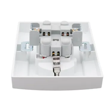 Розетка Минск 2-местная СП с заземлением 16А белая защитные шторки