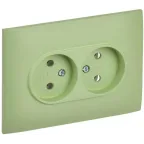 SKANDY Розетка 2-местная без заземления без защитных шторок 10А в сборе SK-R10G мятный IEK