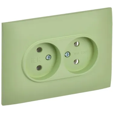 SKANDY Розетка 2-местная без заземления без защитных шторок 10А в сборе SK-R10G мятный IEK