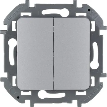 Выключатель двухклавишный INSPIRIA 10 AX 250 В~ алюминий