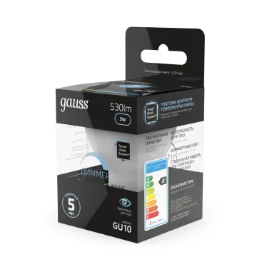 Лампа светодиодная LED 5W MR16 GU10-dim 4100K диммир. | 101506205-D | Gauss