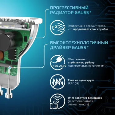 Лампа светодиодная MR16 9W 830lm 4100K GU10 LED 1/10/100 | 101506209 | Gauss