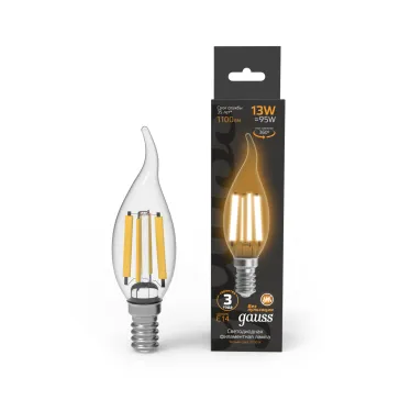 Лампа светодиодная Filament Свеча на ветру 13W 1100lm 2700К Е14 LED 1/10/50 | 104801113 | Gauss