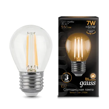Лампа светодиодная LED 7Вт E27 220В 2700К шар | 105802107 | Gauss