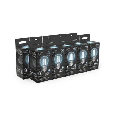 Лампа светодиодная Filament Шар 13W 1150lm 4100К Е27 LED 1/10/50 | 105802213 | Gauss