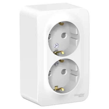 BLANCA розетка наружная двойная с заземлением со шторками, 16А, 250В, белый