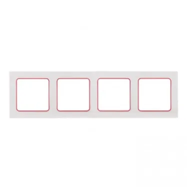 Стокгольм Рамка 4-местная белая с линией цвета красный