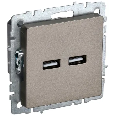 BRITE Розетка USB A+A 5В 3,1А РЮ10-1-БрШ шампань