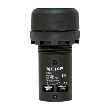 Кнопка SW2C-10D с подсветкой зеленая NO 24В PROxima. Кнопка без фиксации