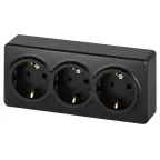 Розетка Эксперт 11-2208-05 тройная с заземлением 3х2P+E Schuko, IP20, 16A-250В, ОУ, антрацит