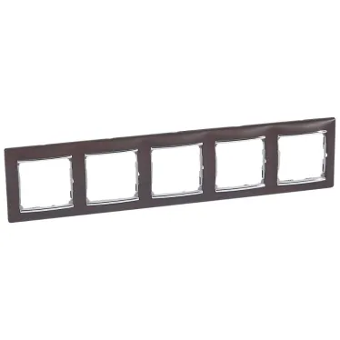 VALENA Рамка 5 постов горизонтальный монтаж темное дерево/серебро