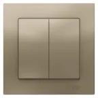 Выключатель двухклавишный ATLASDESIGN схема 5 10АХ в сборе шампань