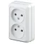 Розетка Intro Quadro 2-203-01 двойная без заземления 2х2P, 16А-250В, IP20, ОУ, Quadro, белый