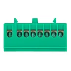 Шина 0 PE (6х9мм) 8 отверстий латунь зеленый изолированный корпус на DIN-рейку PROxima