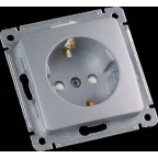 MASTER Розетка одноместная с заземляющим контактом, со шторками, скрытой установки, в рамку, серебро