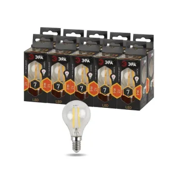 Лампа светодиодная филаментная F-LED P45-7W-827-E14 (филамент, шар, 7Вт, тепл, E14 (10/100/2400)