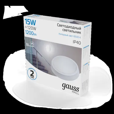Светильник светодиодный ДБП 15 Вт 1200 лм 6500К AC 220В Белый IP40 круг D155х33мм Пластик ЖКХ HALL Gauss