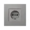 Накладка розетки с заземлением, Scudo, серый