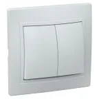 КВАРТА Выключатель двухклавишный скрытый белый в сборе