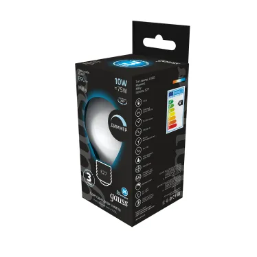 Лампа светодиодная Filament А160 10W 890lm 4100К Е27 milky диммируемая LED 1/6 | 179202210-D | Gauss