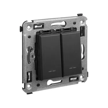 Avanti Кнопка двухклавишная в стену, , Черный матовый