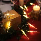 Гирлянда светодиодная Сосульки 1,5 м, 10 LED, прозрачный ПВХ, цвет свечения теплый белый, 2 х АА (батарейки не в комплекте) | 303-093 | NEON-NIGHT