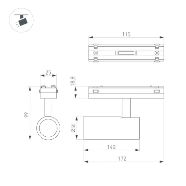 Светильник MAG-FLEX-SPOT-R65-20W Day4000 (BK, 24 deg, 48V) (Arlight, IP20 Металл, 3 года) | 037707 | Arlight