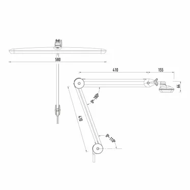 Настольная бестеневая лампа на струбцине , 117 LED, Blue Stream, 4 уровня яркости, белая | 31-0409 | REXANT