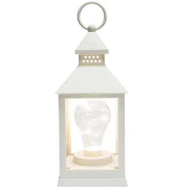 Декоративный фонарь с лампочкой, белый корпус, размер 10.5х10.5х24 см, цвет ТЕПЛЫЙ БЕЛЫЙ | 513-052 | NEON-NIGHT