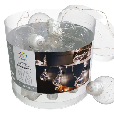 Гирлянда светодиодная Ретро-лампы 3 м, белое свечение, батарейки 3хАА | 303-095 | NEON-NIGHT