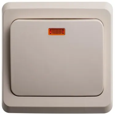 ЭТЮД Переключатель одноклавишный скрытый с индикацией бежевый