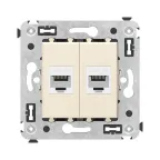 Avanti Компьютерная розетка RJ-45 без шторки в стену, кат.5е двойная, Ванильная дымка