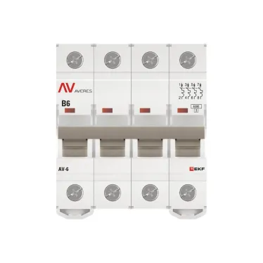 Выключатель автоматический AV-6 4P 6A (B) 6kA AVERES