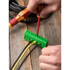 Шина 0 PE 6х9мм 10 отверстий латунь зеленый изолированный корпус на DIN-рейку PROxima