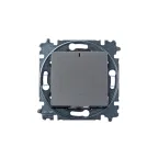 Выключатель одноклавишный с подсветкой Levit сталь / дымчатый чёрный