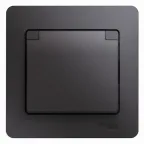 GLOSSA розетка с заземлением со шторками с крышкой в сборе IP20 графит