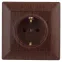 Розетка Intro Solo 4-206-10 с заземлением 2P+E Schuko со шторками, 16А-250В, IP20, СУ, венге