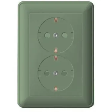 W59 Розетка двойная скрытая c заземлением 16А шампань