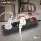 Удлинитель электрический UX-3es-1,5m-B с заземлением с выключателем 3 розетки 1,5 м ПВС 3x0,75мм2 черный