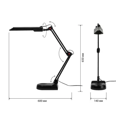 Светильник настольный с лампой PL на струбцине и с основанием черный NL-202-G23-11W-BK ЭРА